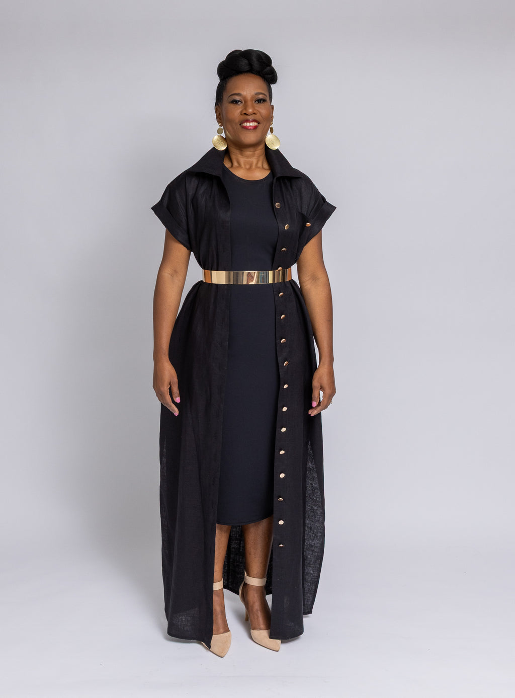 Onyx Linen Button Up Dress