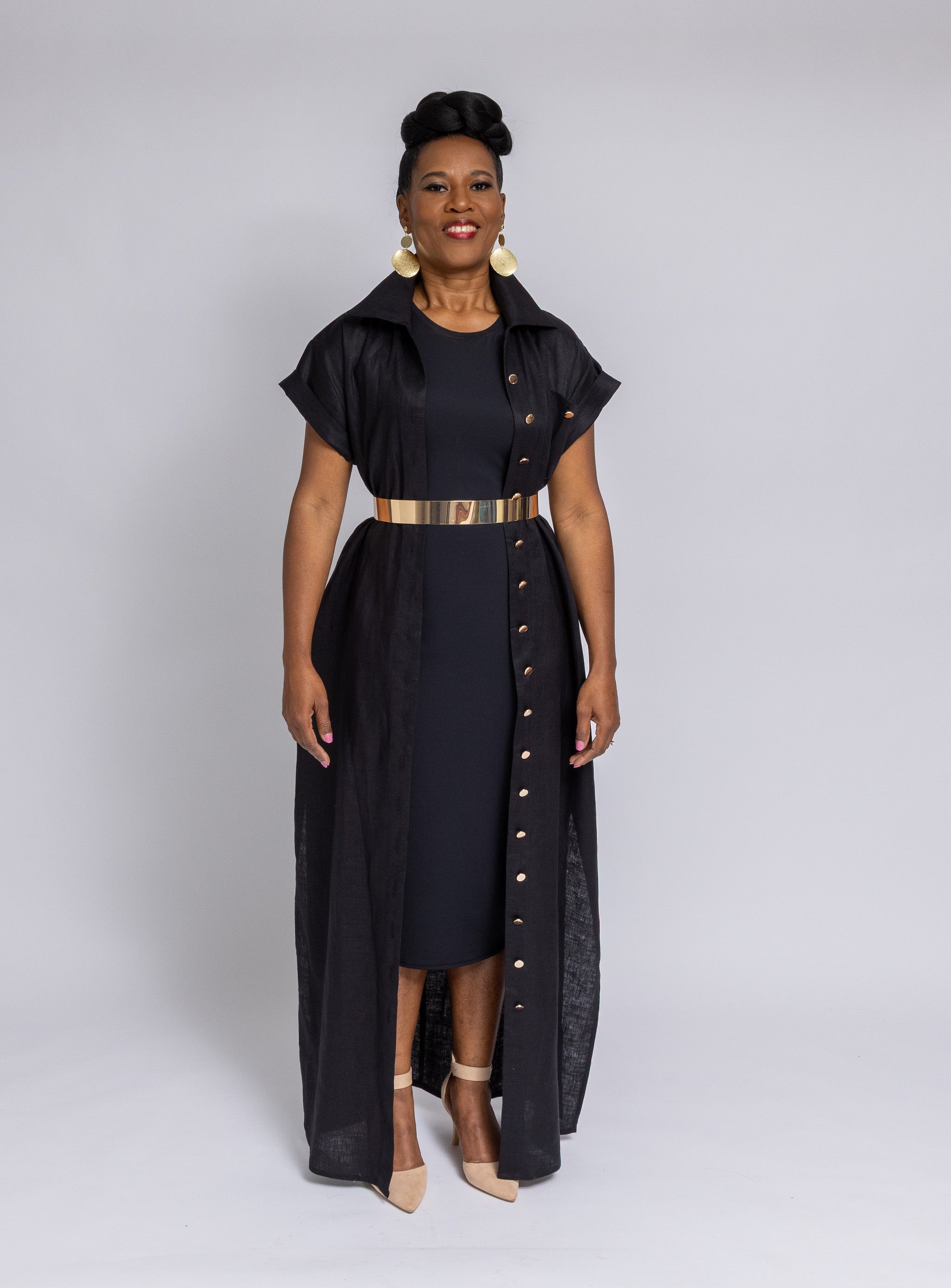 Onyx Linen Button Up Dress