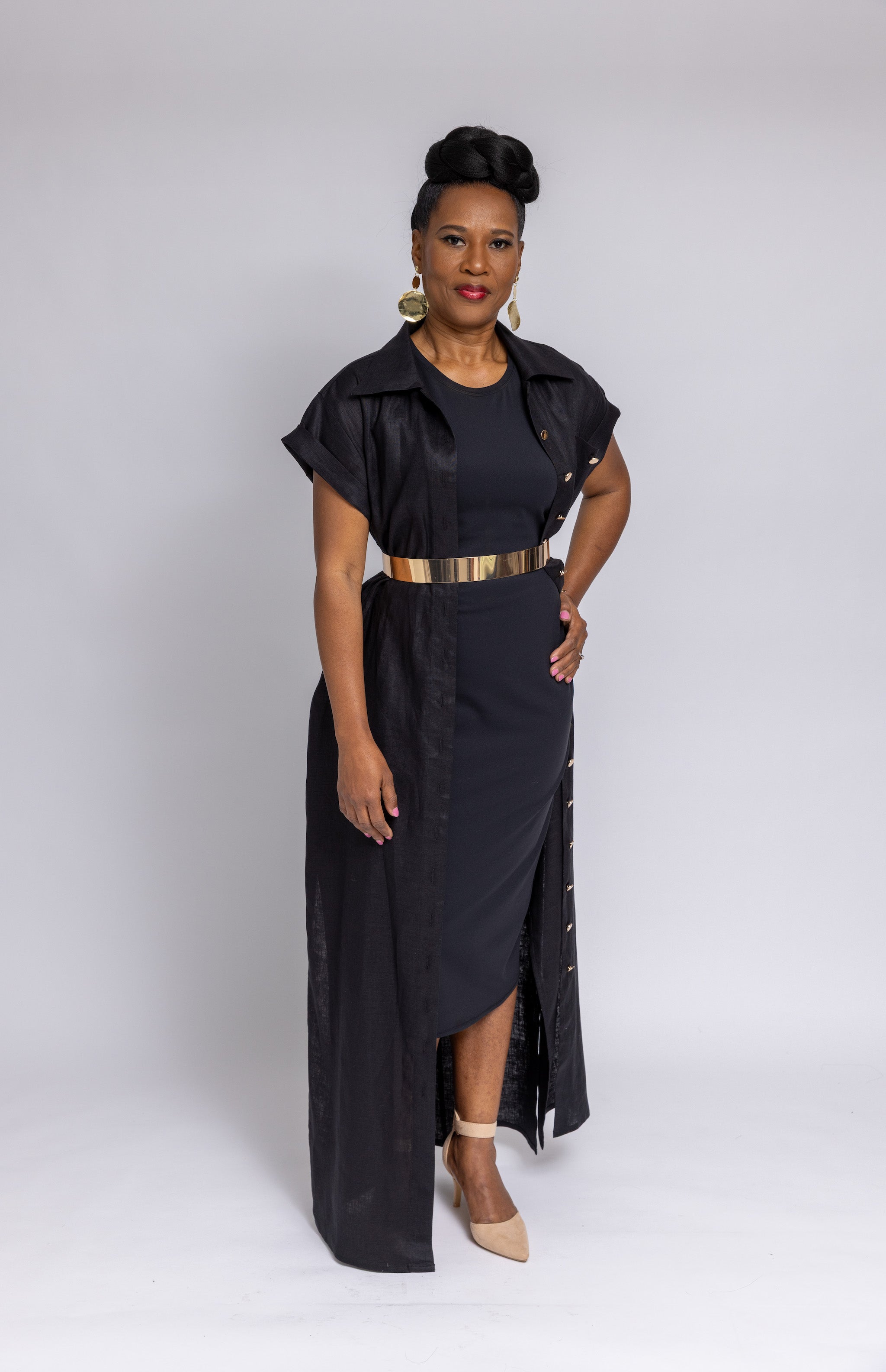 Onyx Linen Button Up Dress