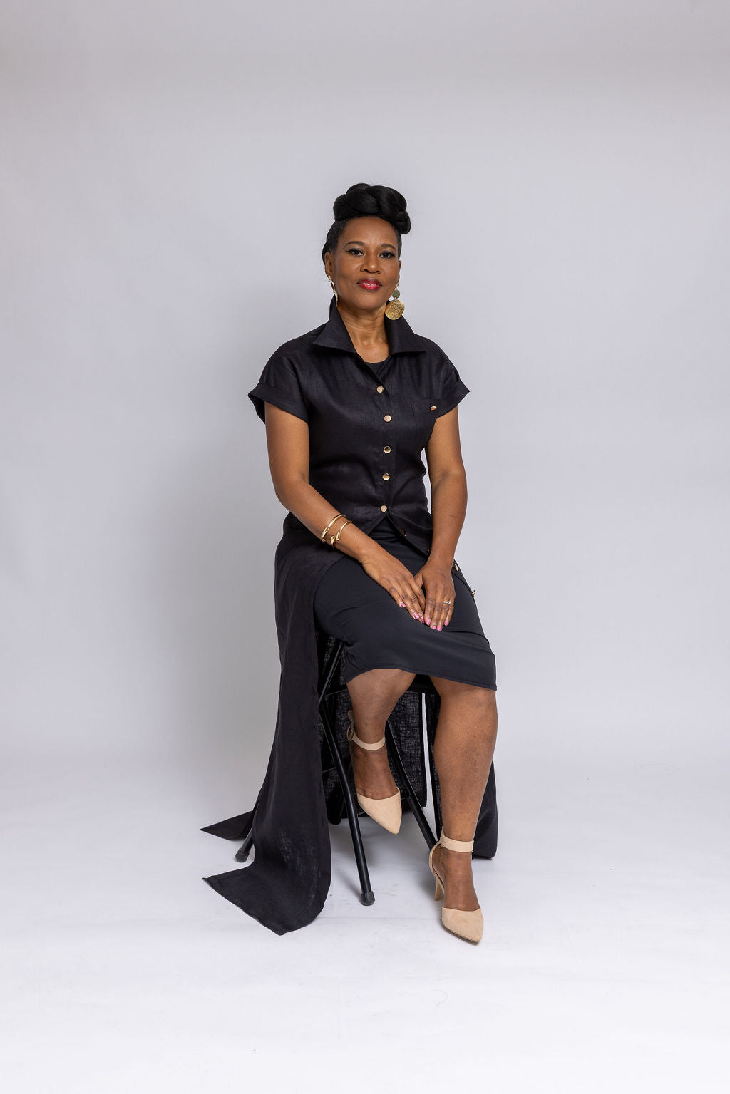 Onyx Linen Button Up Dress