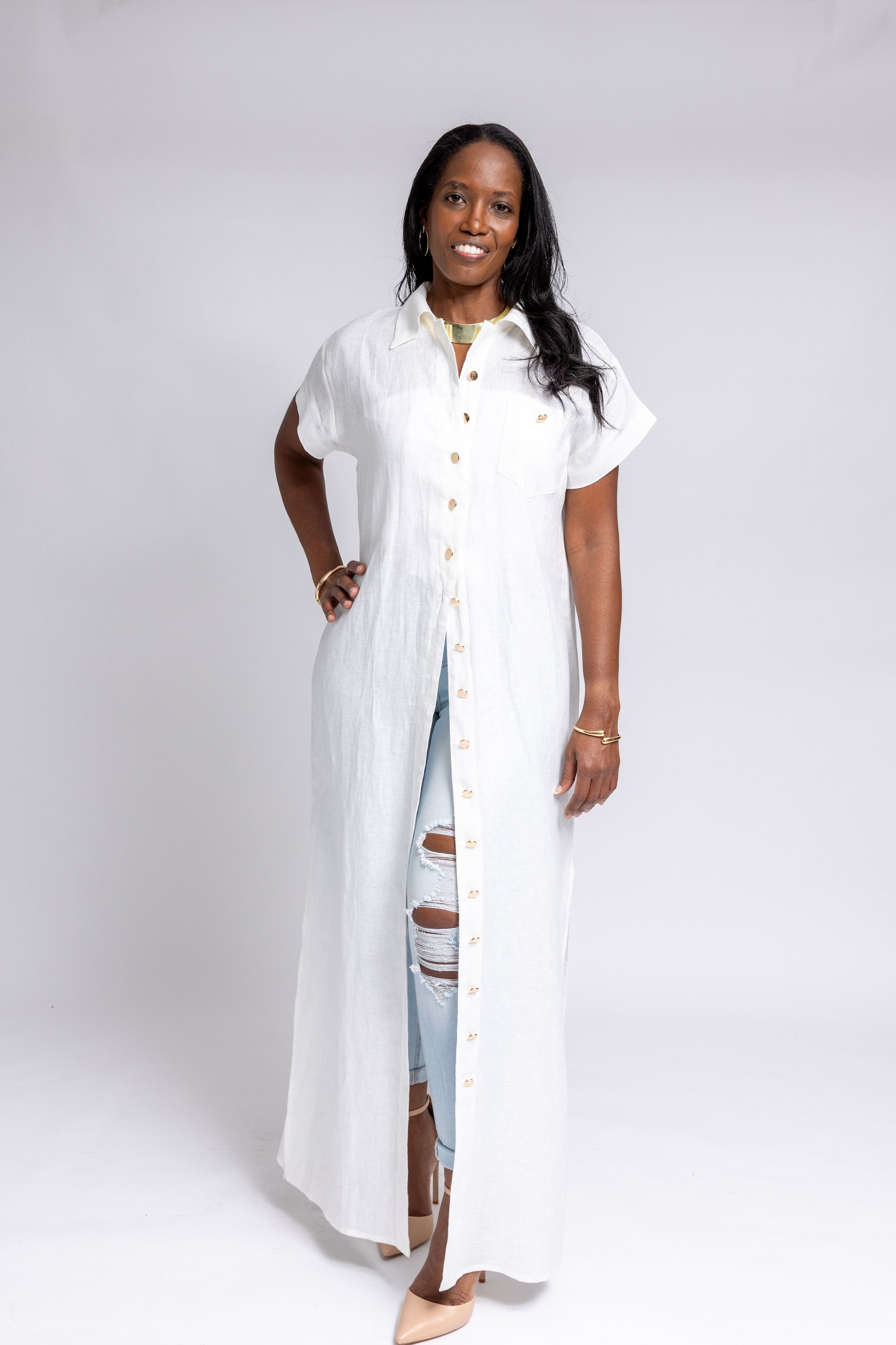 Luna Linen Button Up Dress